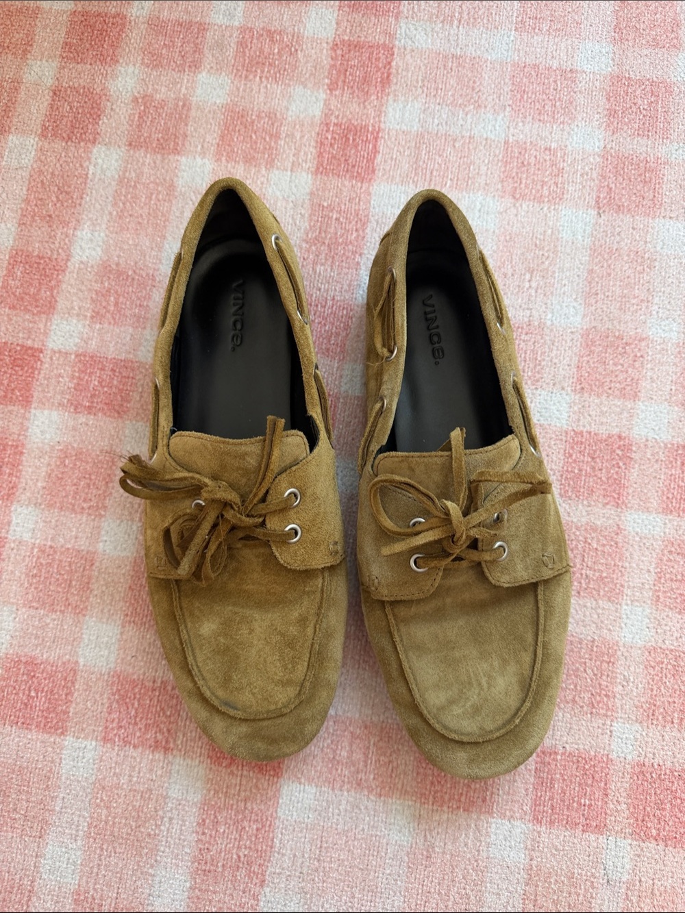 Vince Suede Lace-Up Loafers in Olive Green Size 8